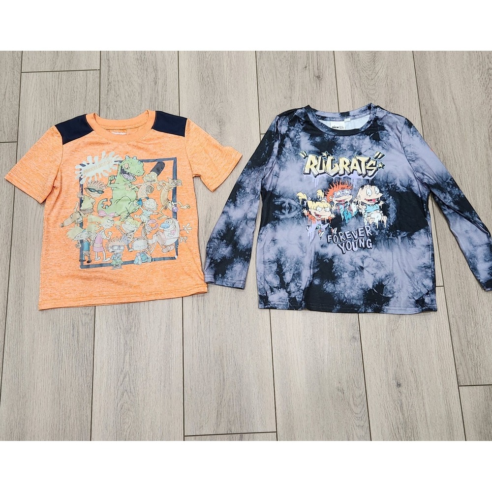 Nickelodeon Rugrats Nick 90s Boys Shirts Lot Size 4 & 6 Tie Dye Graphic Tees